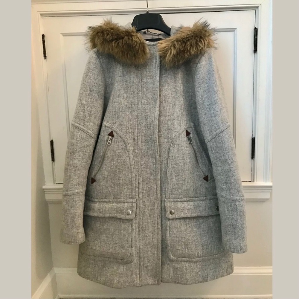 SOLD J Crew Chateau Parka Stadium Cloth Grey 8 - Picture 6 of 9